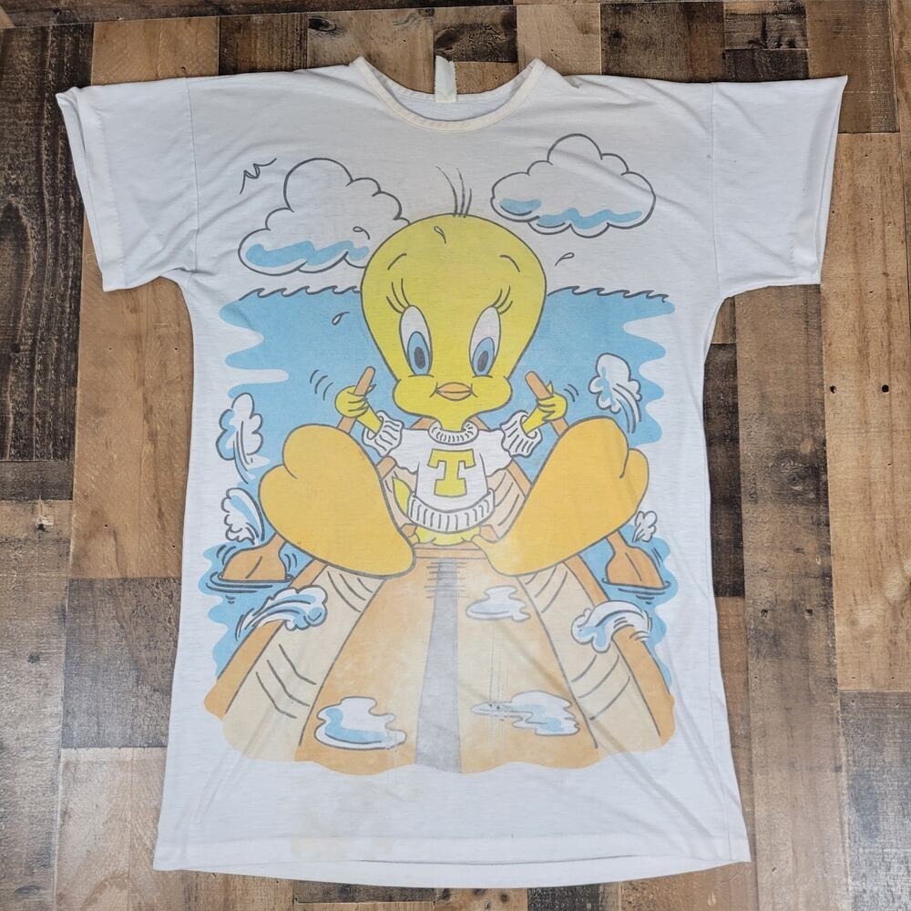 Looney Tunes Vintage 80s AOP Tweety Sylvester Night Sleep Shirt O/S Warner Bros